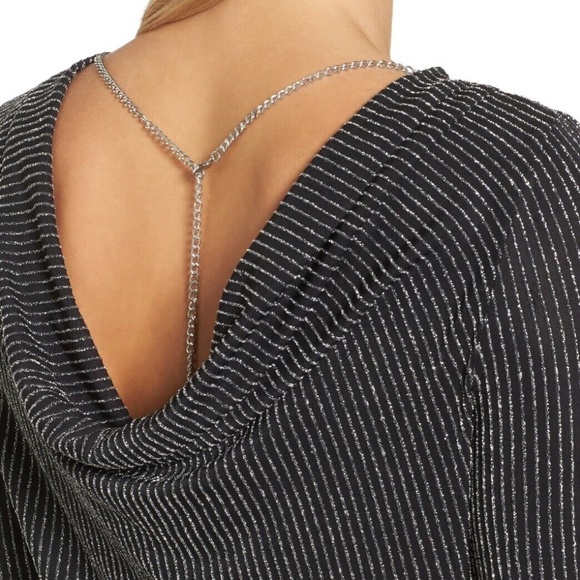 Michael Kors Black Metallic Stripe Cowl Back Dress - Picture 2 of 9